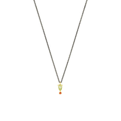 Κολιέ κίτρινο χρυσό 14Κ με peridot-granat.