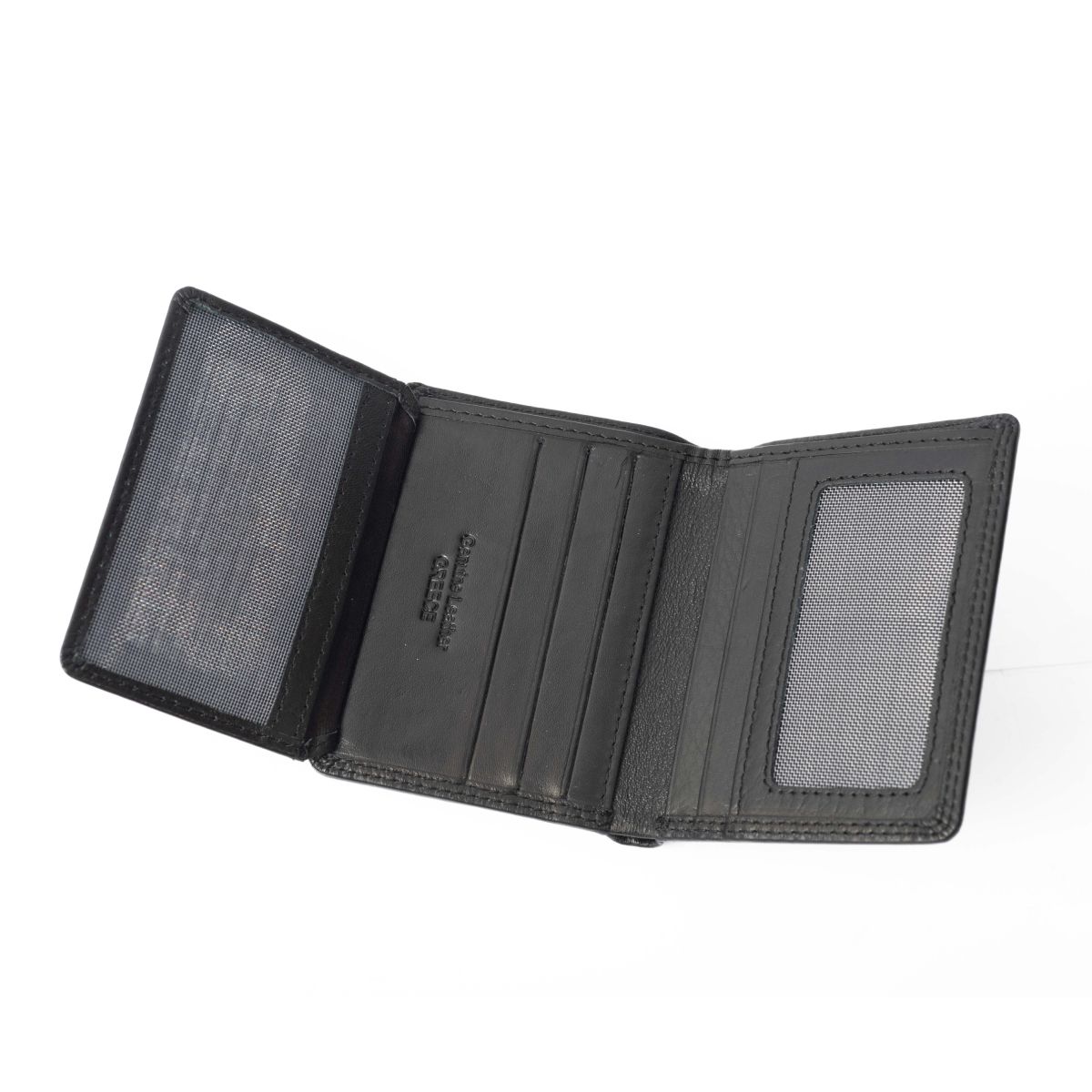 Δερμάτινο πορτοφόλι μικρό με καρτοθήκη μαύρο