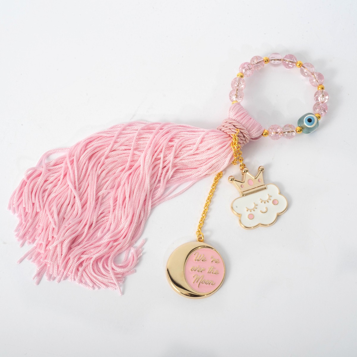 Παιδικό γούρι κρεμαστό με συννεφάκι από ορείχαλκο και σμάλτο, κίτρινο επιχρύσωμα 24Κ