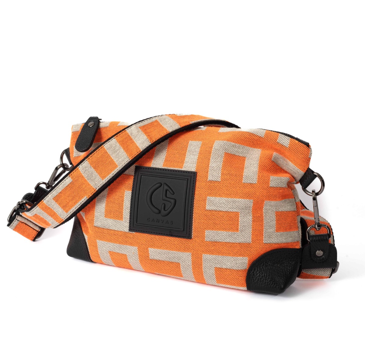 Τσάντα χιαστί orange CANVAS KIRKI