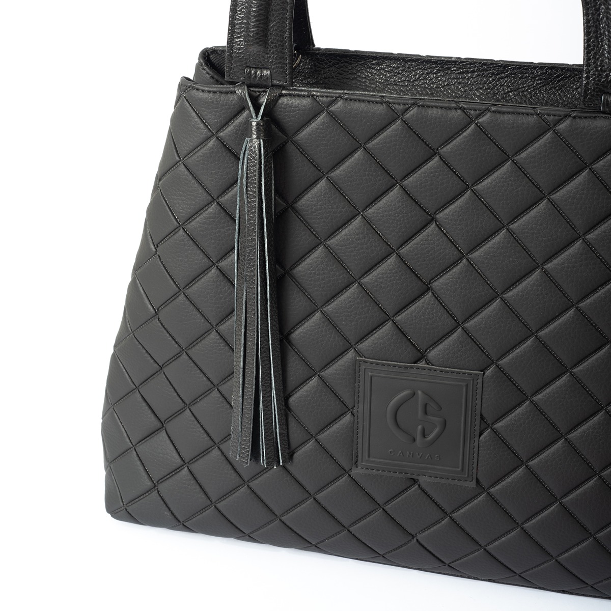 Τσάντα καπιτονέ black CANVAS IREOS