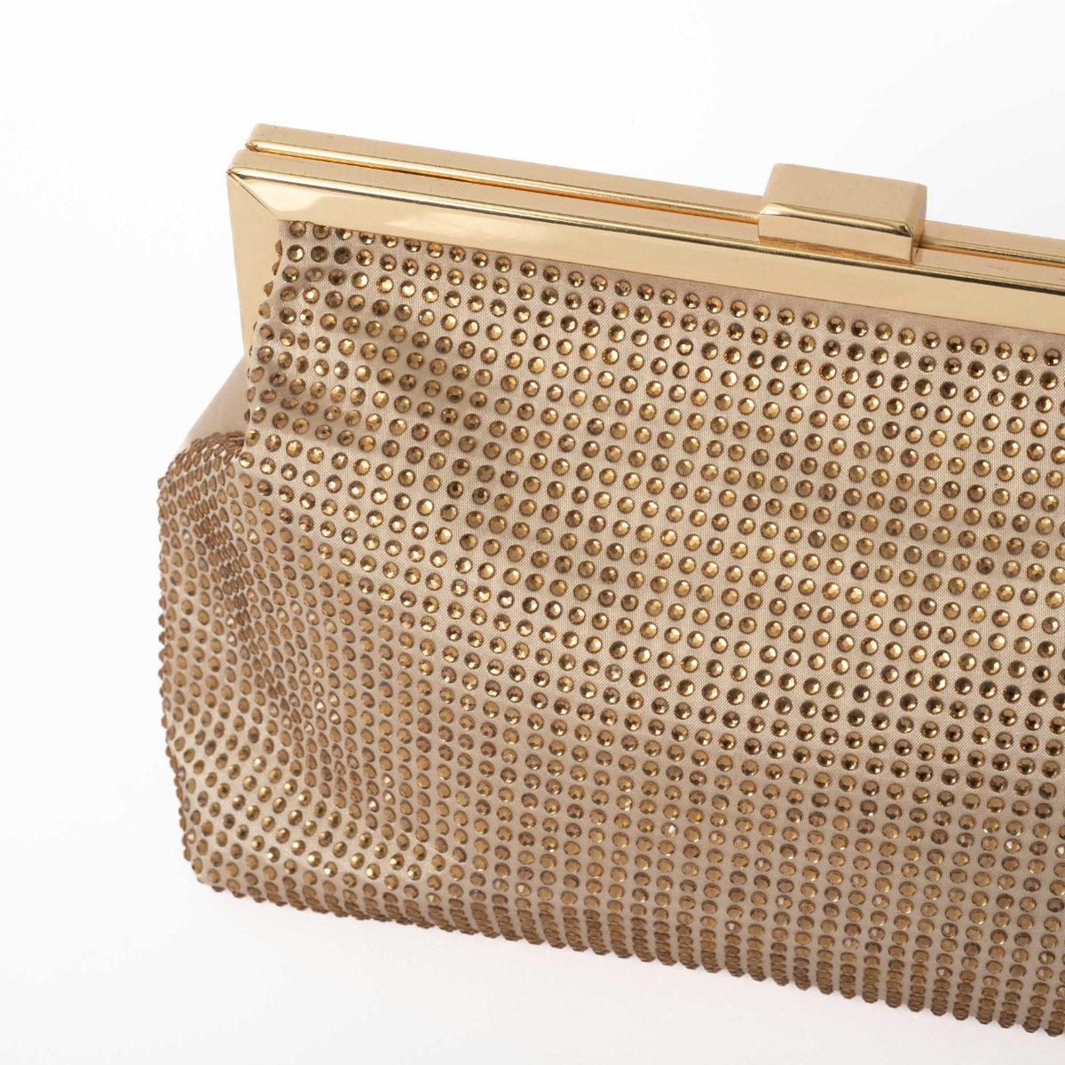 Τσαντάκι clutch με στρας και σατέν, χρυσό