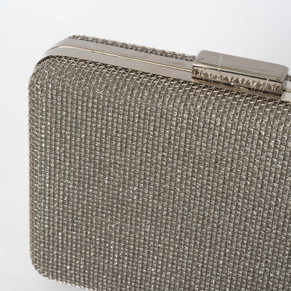 Τσαντάκι clutch ασημί πλέγμα shine