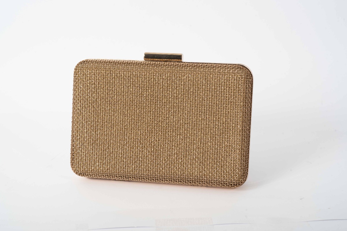 Τσαντάκι clutch χρυσό πλέγμα shine