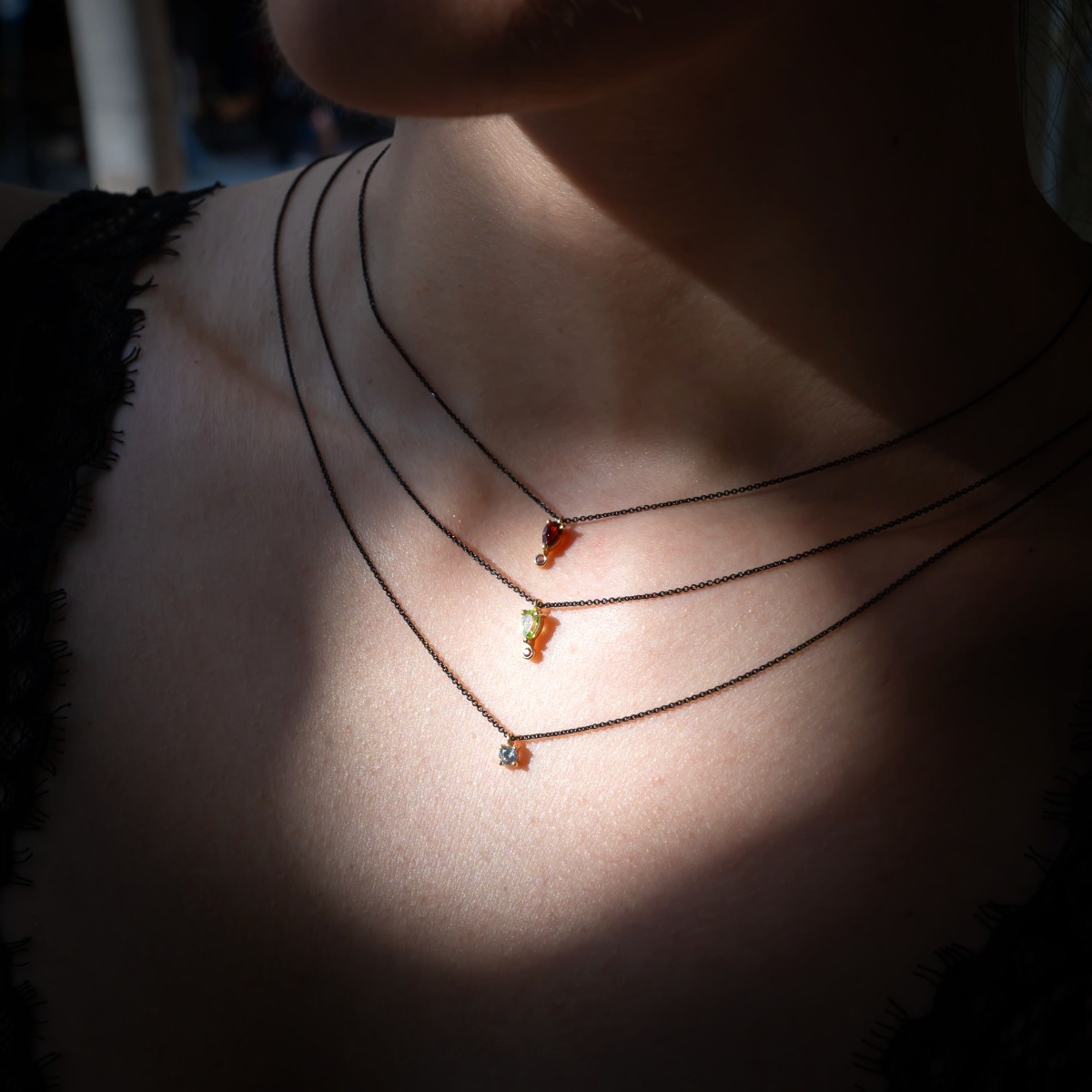 Κολιέ κίτρινο χρυσό 14Κ με Ζιργκον.