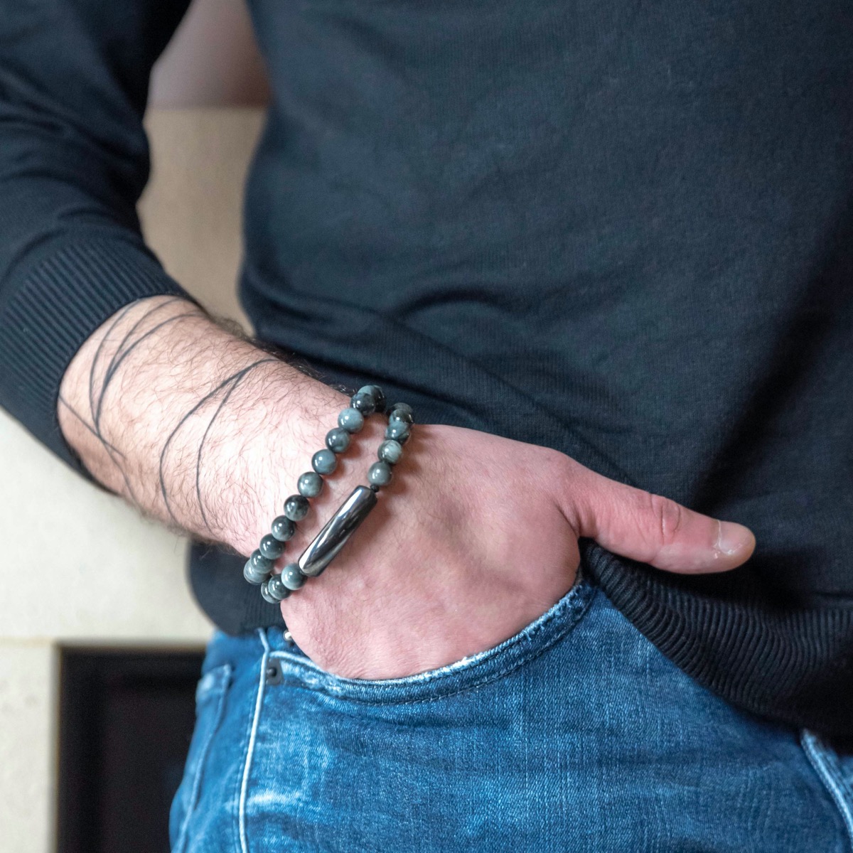 Βραχιόλι ταυτότητα με χάντρες Μάτι το Αετού