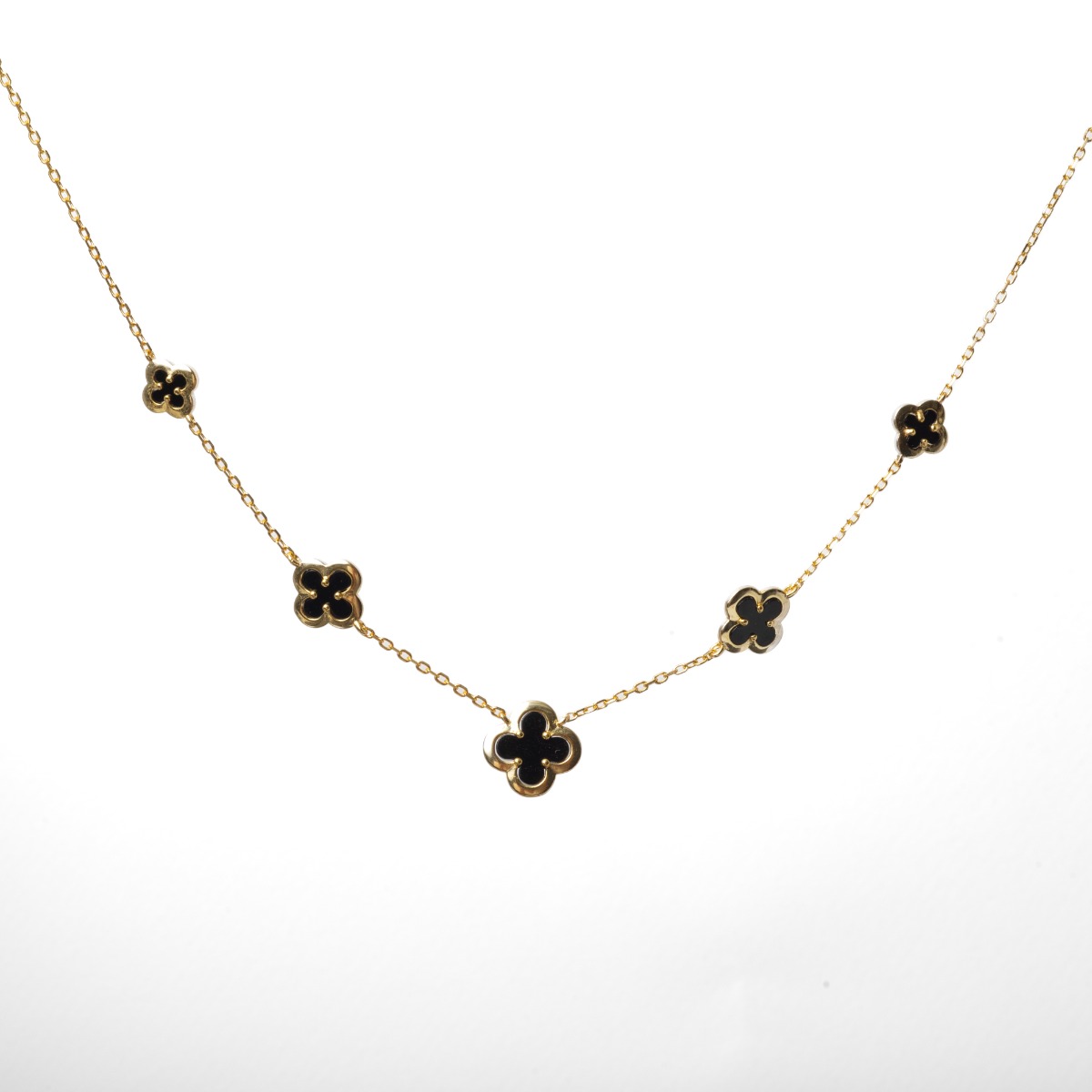 Κολιέ με λουλούδια μαύρο Ονυχα.