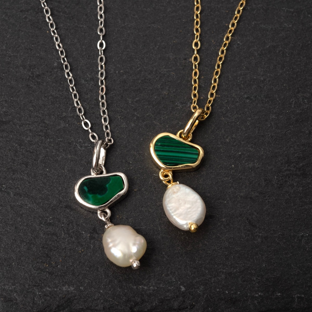 Κολιέ Μαλαχίτης ακανόνιστο σχήμα