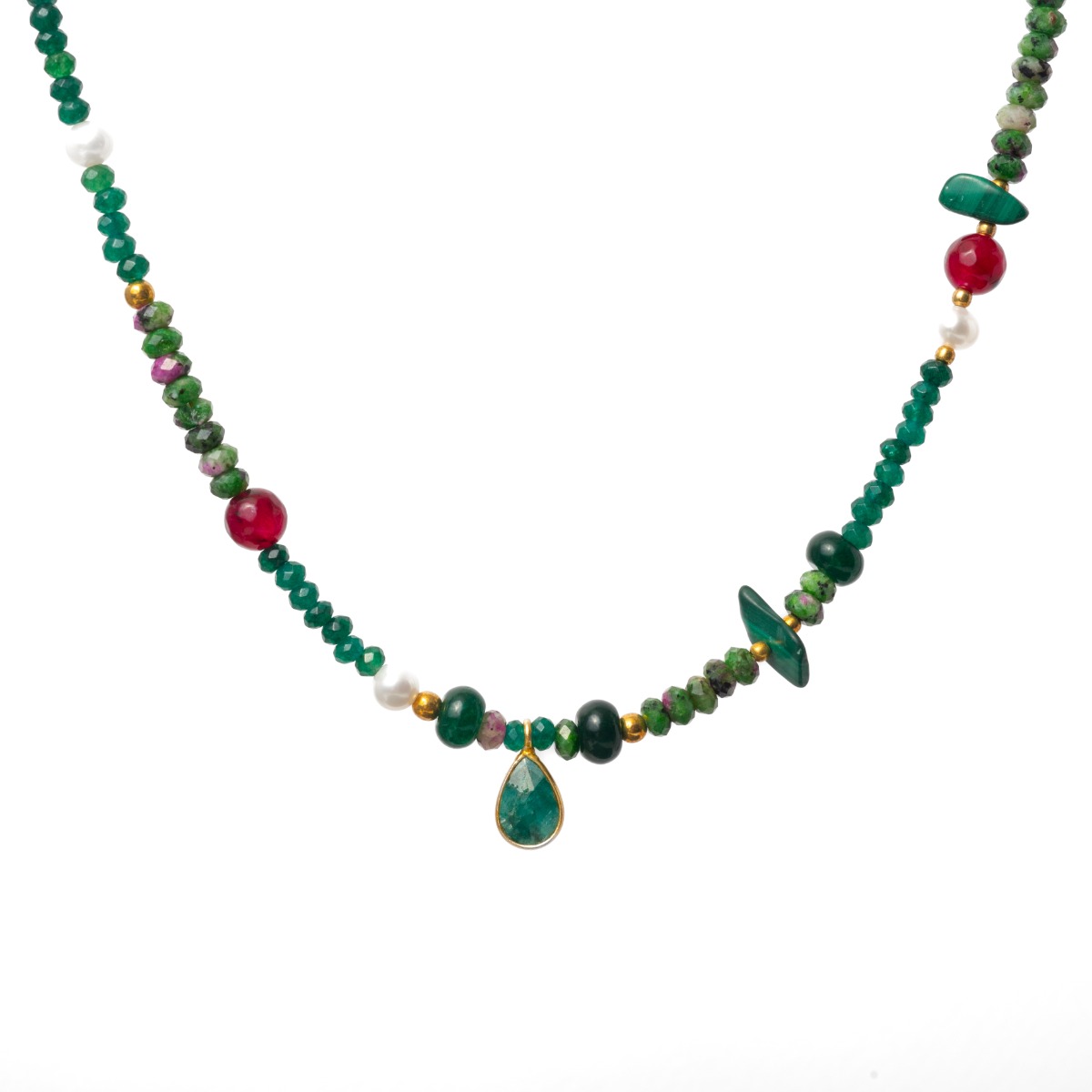 Κολιέ με πέτρες πράσινο Αχάτη .