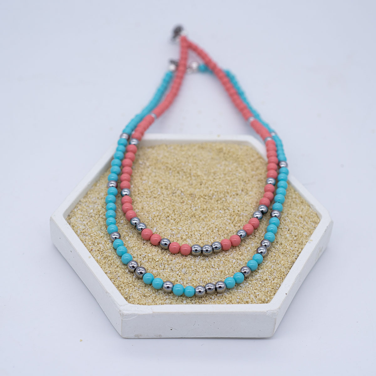 Κολιέ τιρκουάζ και αιματίτη