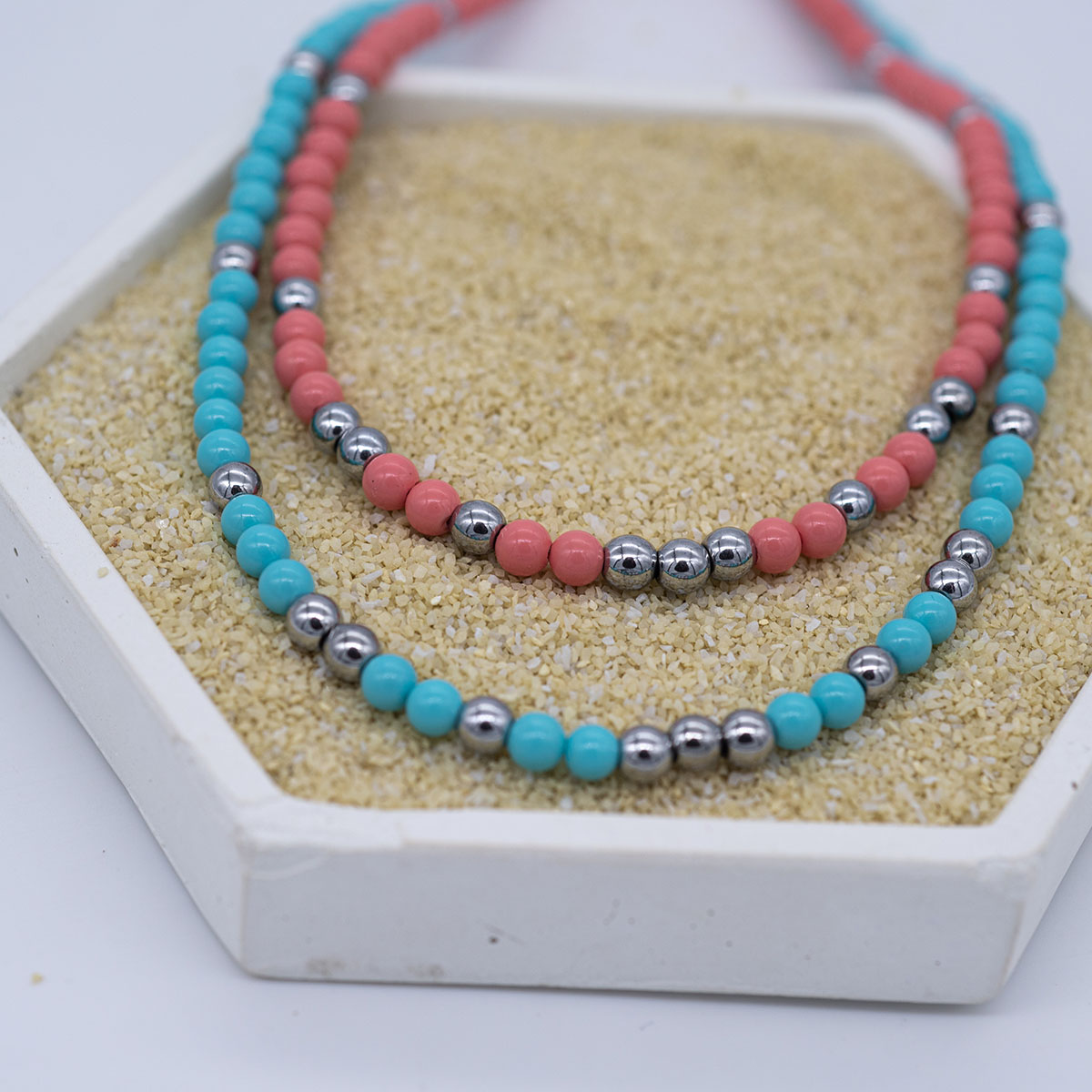 Κολιέ τιρκουάζ και αιματίτη