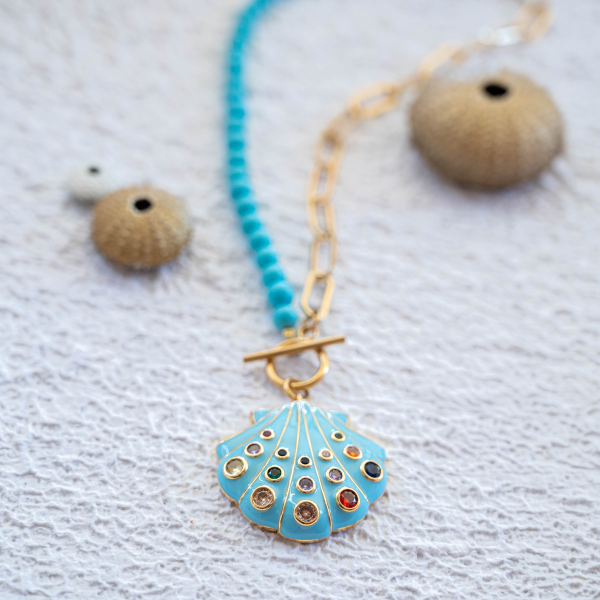 Κολιέ Κοχύλι τιρκουάζ