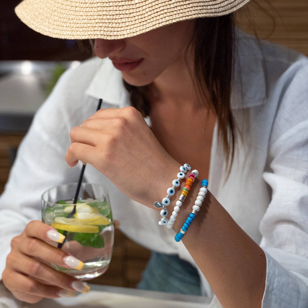 Βραχιόλι Blue Howlite ασημί